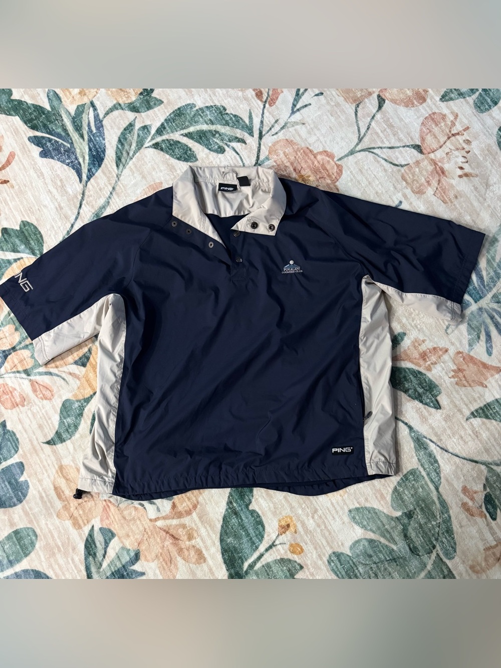PING Golf Snap Pullover Men's Large‎ Short Sleeve Mesh Lined Windbreaker Logo